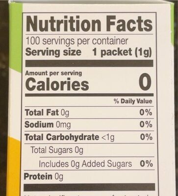 Stevia Packets - Nutrition facts
