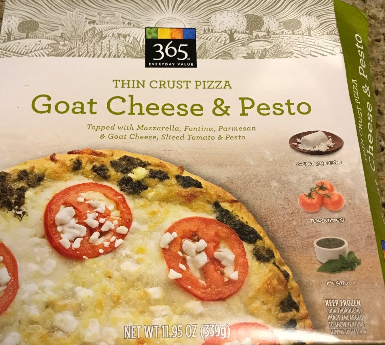 Goat cheese & pesto thin crust pizza, goat cheese & pesto - Product