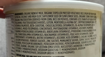 Organic infant formula milk-based powder with iron - Ingrédients - en