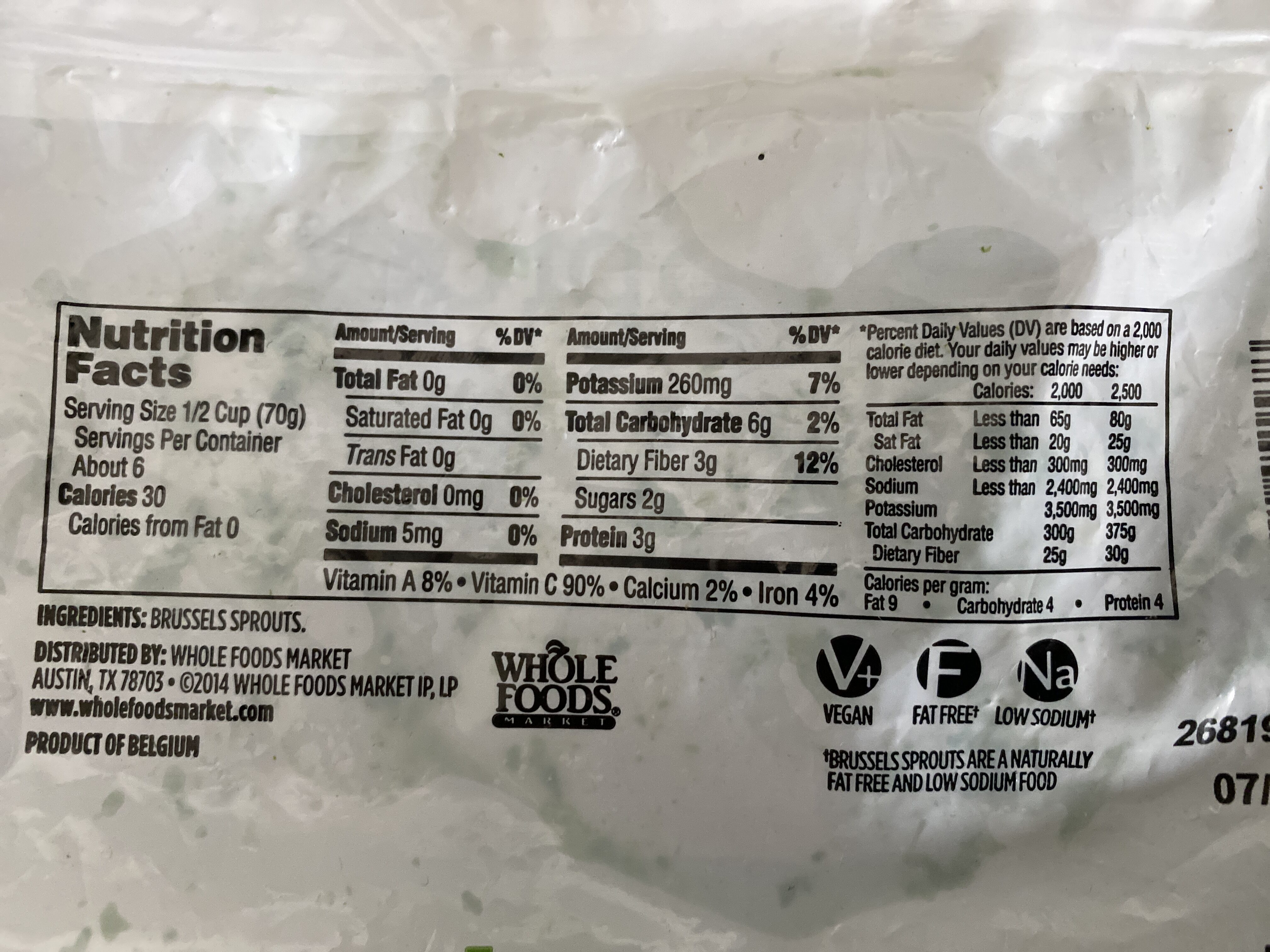 Petite Brussels Sprouts - Nutrition facts