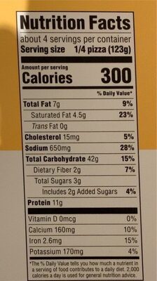 Rising Crust Pizza 4 cheese - Nutrition facts