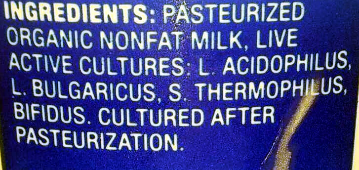Organic yogurt - Ingredientes - en