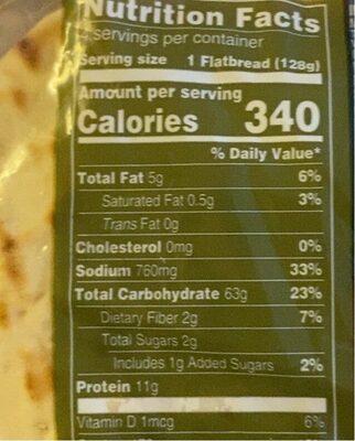 Indian Style Flatbread - Nutrition facts