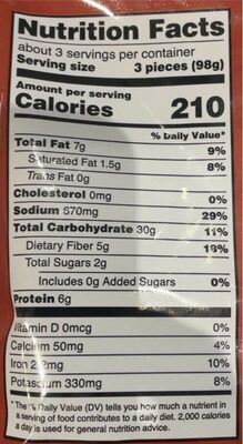 Fully cooked falafel - Nutrition facts