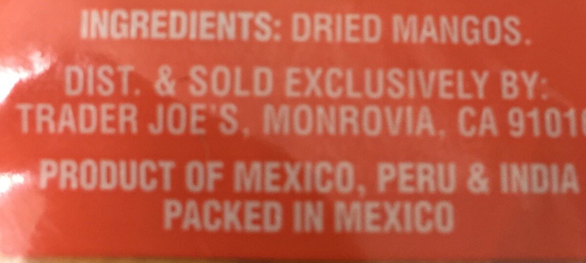 Just Mango Slices - Ingredients