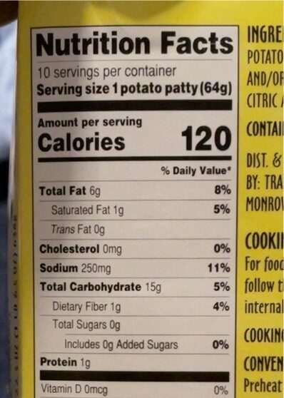 Hashbrowns - Nutrition facts