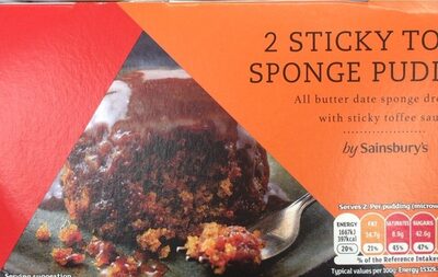Calories in Sainsbury’S 2 Sticky Toffre Sponge Puddings