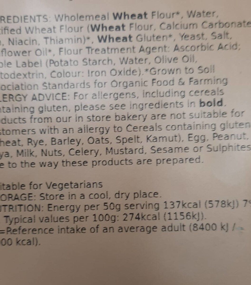 So organic Wholemeal loaf - Valori nutrizionali - en
