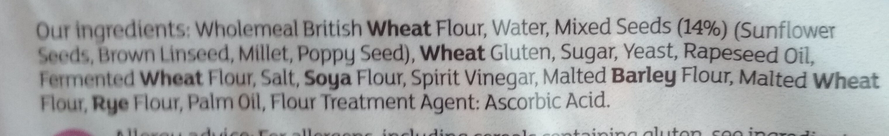 Multiseed Soft Wholemeal Farmhouse - Ingredients