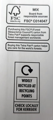 Unsweetened Soya - Recycling instructions and/or packaging information