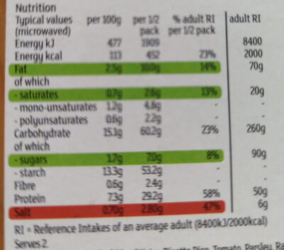 chicken & king prawn paella - Nutrition facts