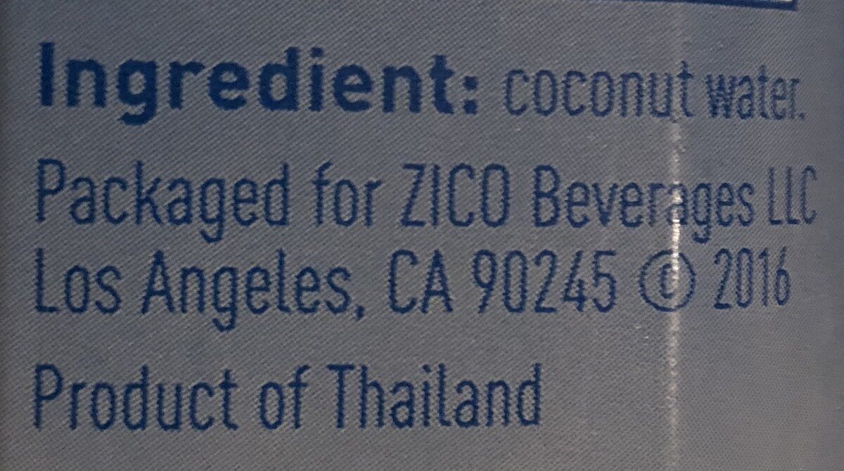 Zico coconut water natural - Zutaten - en