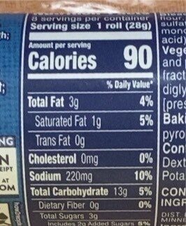 Crescents - Nutrition facts