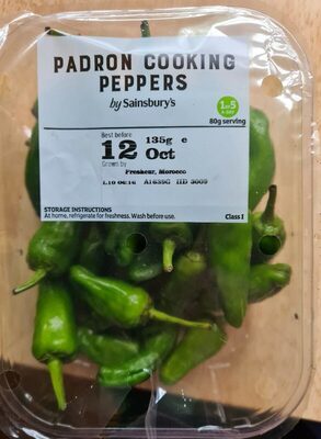 Calories in By Sainsbury'S, Sainsburys Padron Cooking Peppers