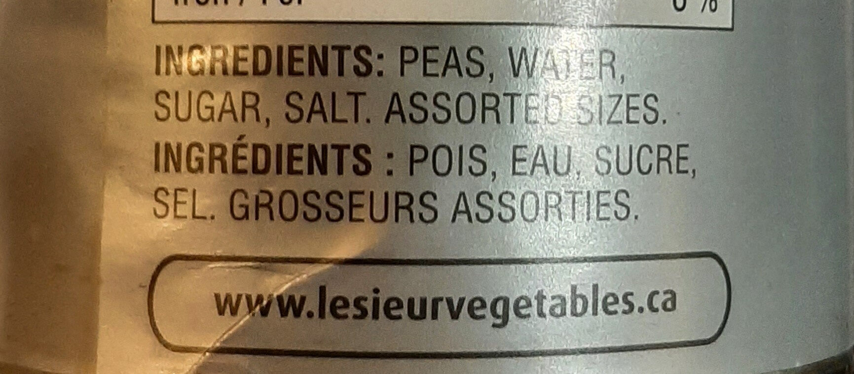 Tender Peas - Ingredients