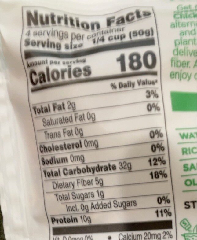 Riced veggies - Nutrition facts