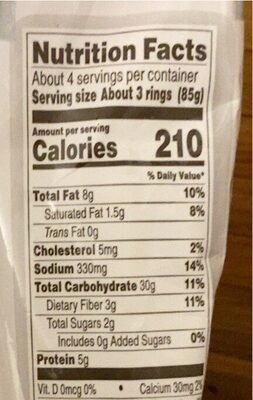 Three cheese with bacon cauliflower rings - Nutrition facts