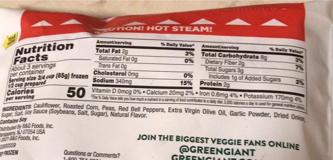 Riced veggie - Nutrition facts