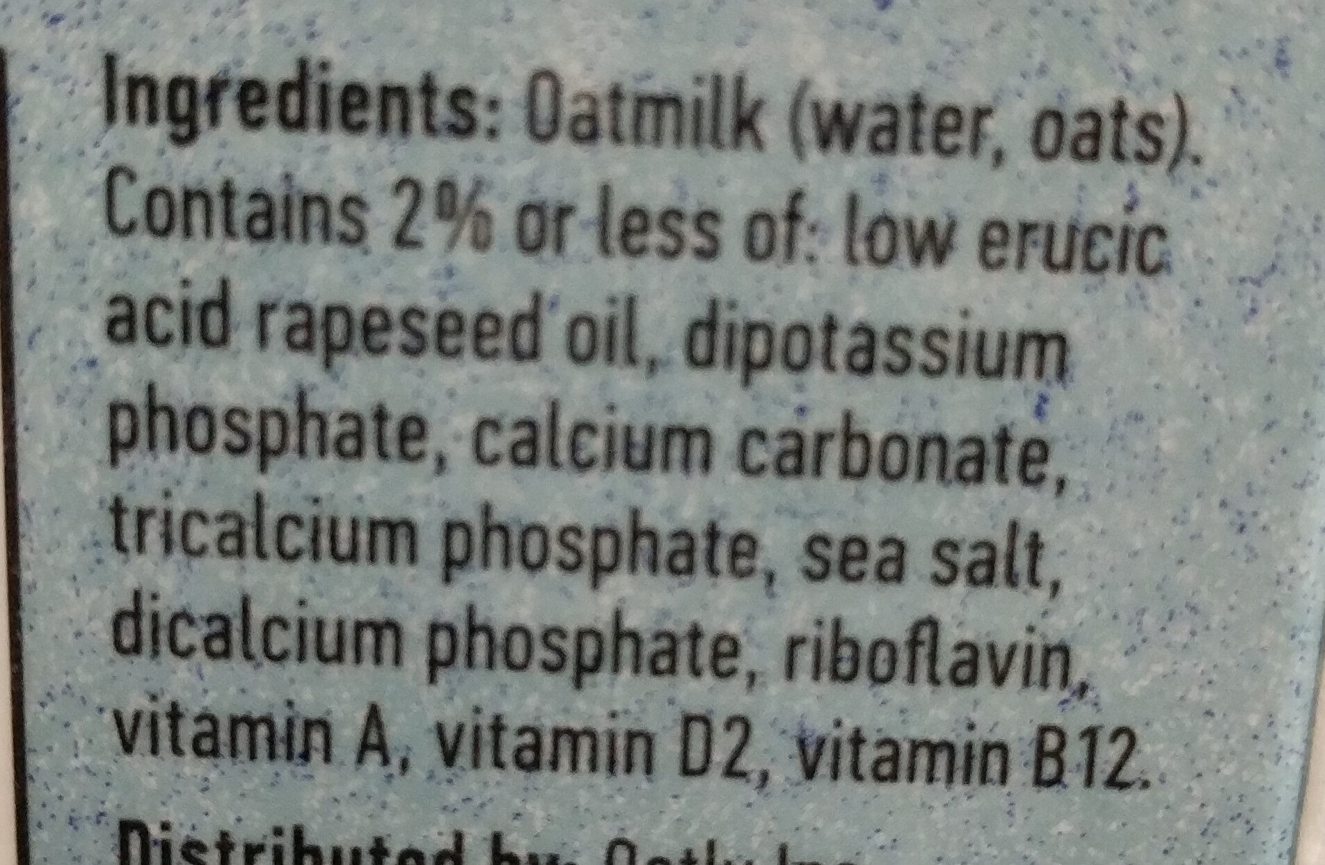 Oat milk - Ingredients