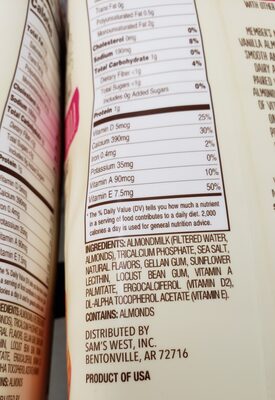 Unsweetened vanilla almond - Ingredients