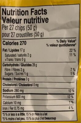 Chips couche-tard classique - Nutrition facts - fr