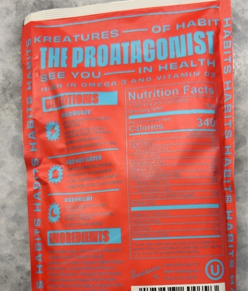 The Proatagonist - Nutrition facts