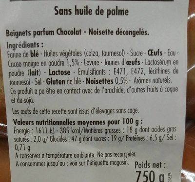 Beignets chocolat noisette - Ingredients - fr