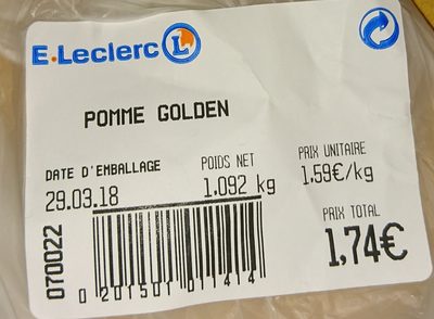 Pomme Golden - Ingredients - fr