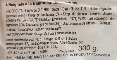 Beignets fourrés Framboise - Ingredients - fr