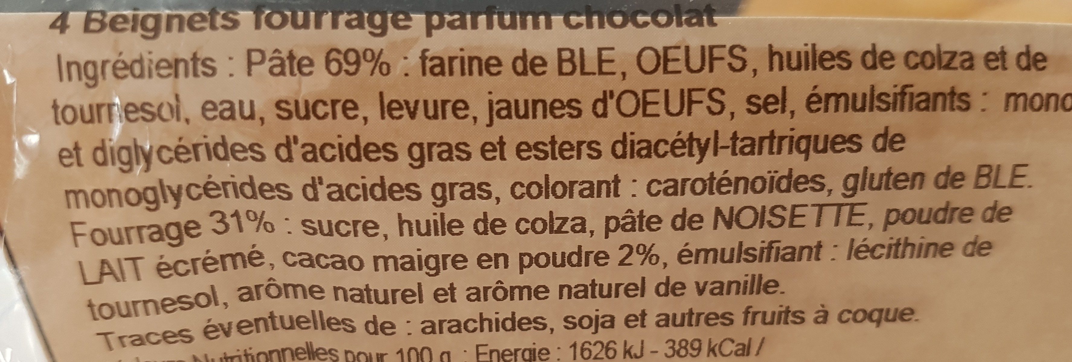 Beignet moelleux au chocolat - Zutaten - fr
