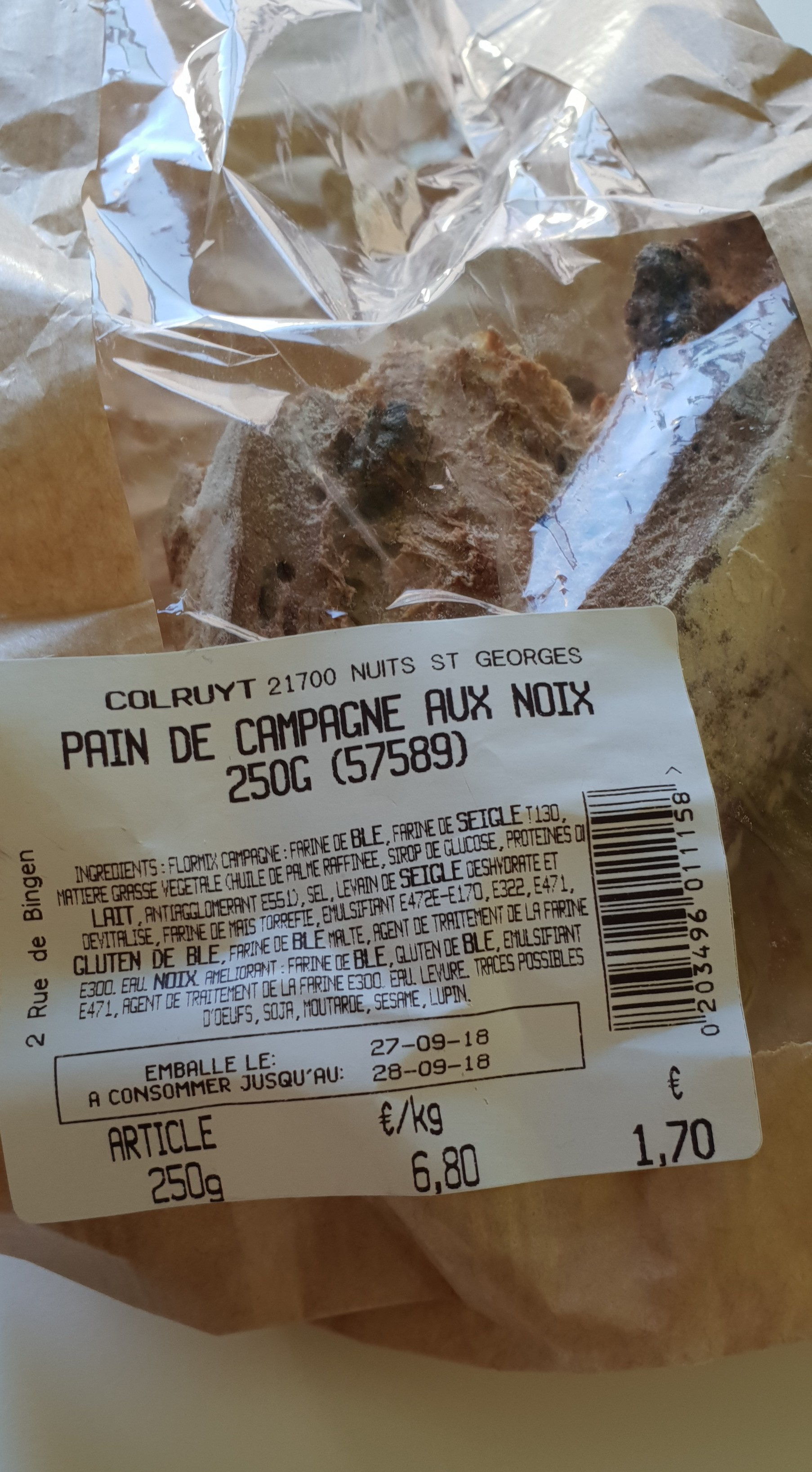 pain de campagne aux noix - Ingrediënten - fr
