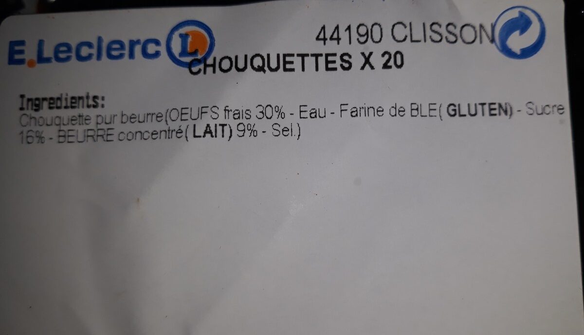 Chouquettes par 20 - Ingredients - fr