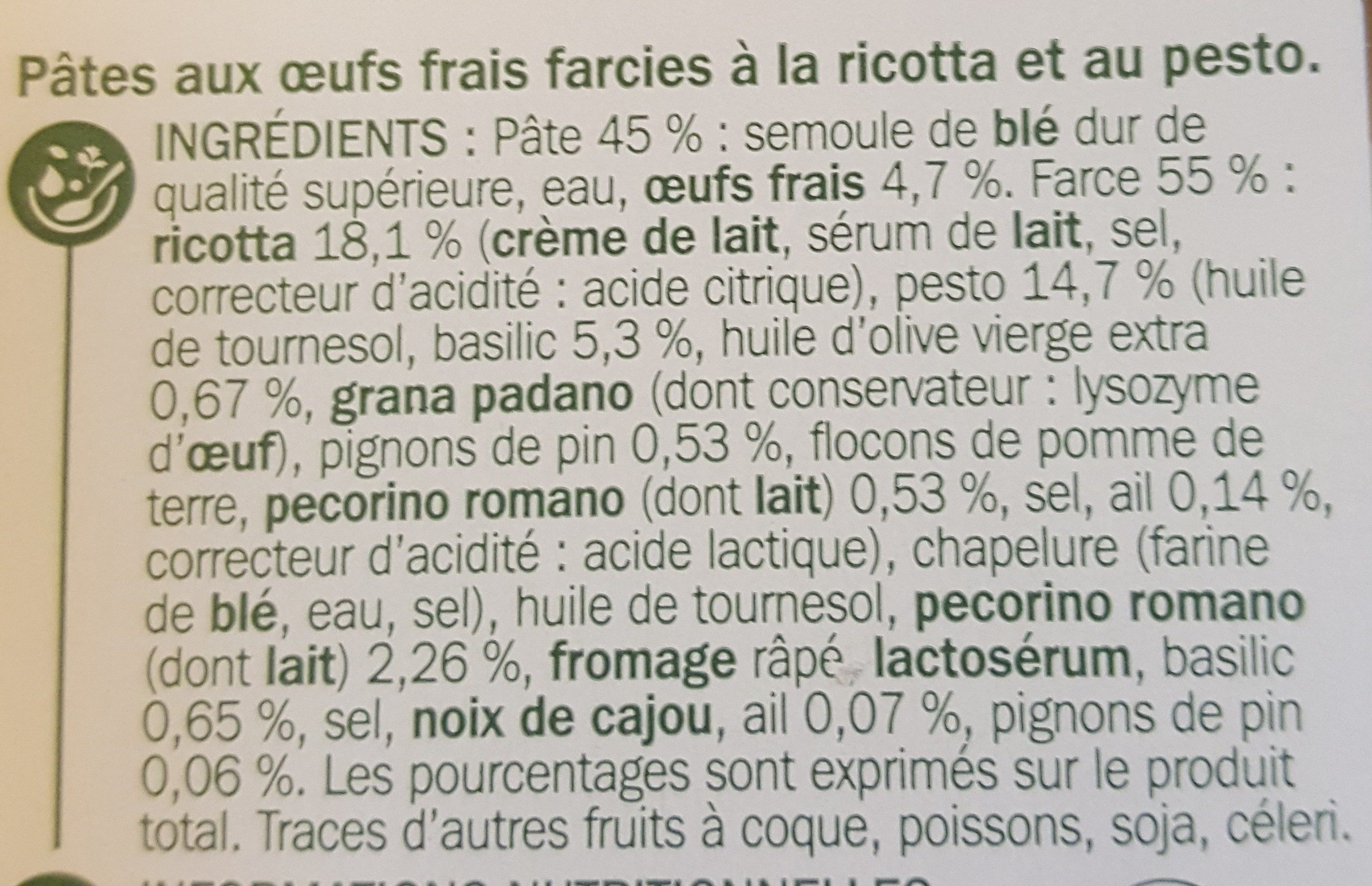 Ravioli pesto - Ingredients - fr