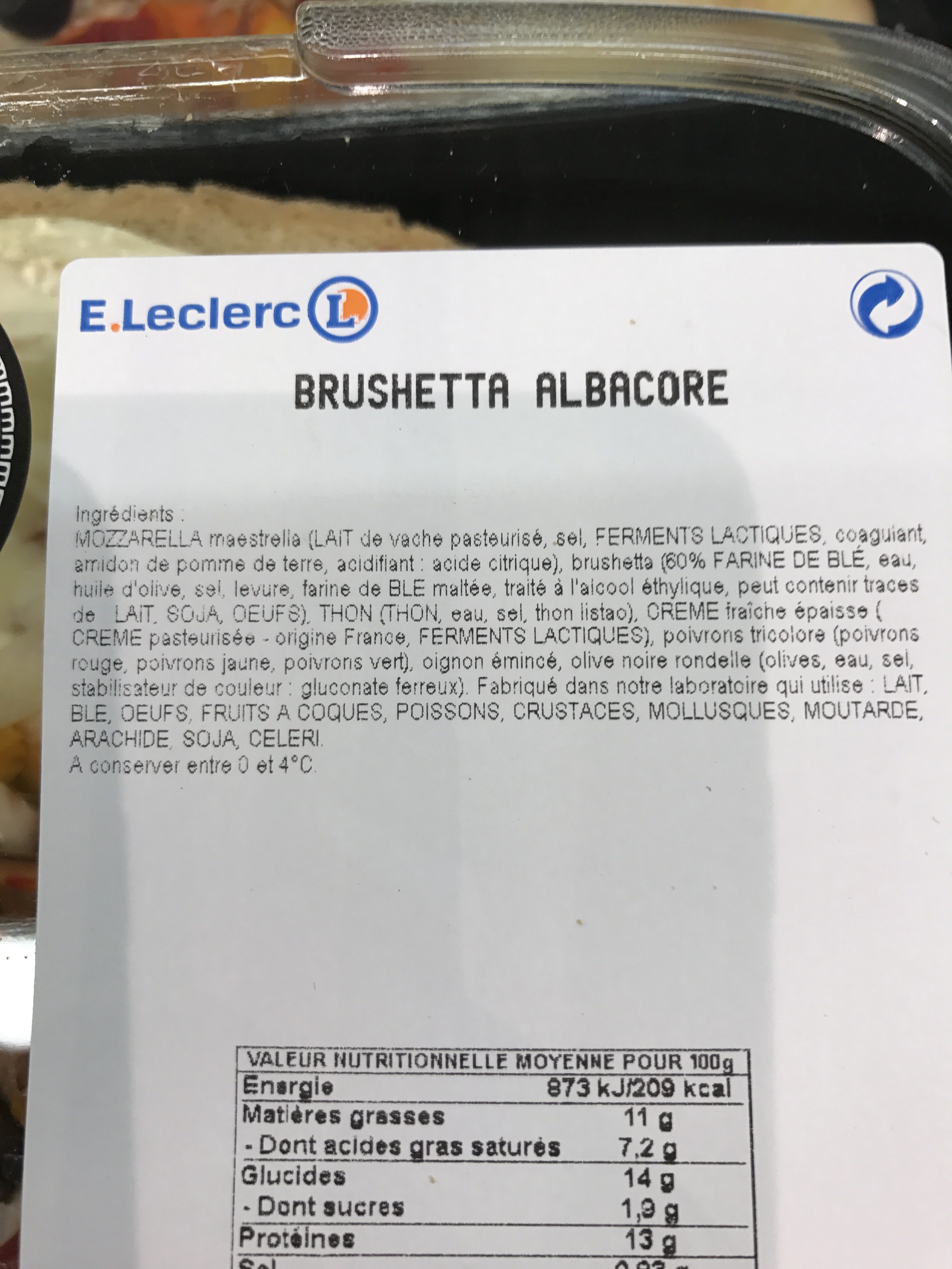 Brushetta thon - Ingredients - fr
