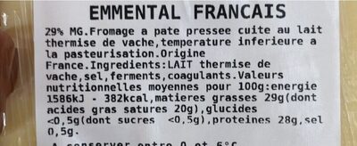 Emmental français - Nutrition facts