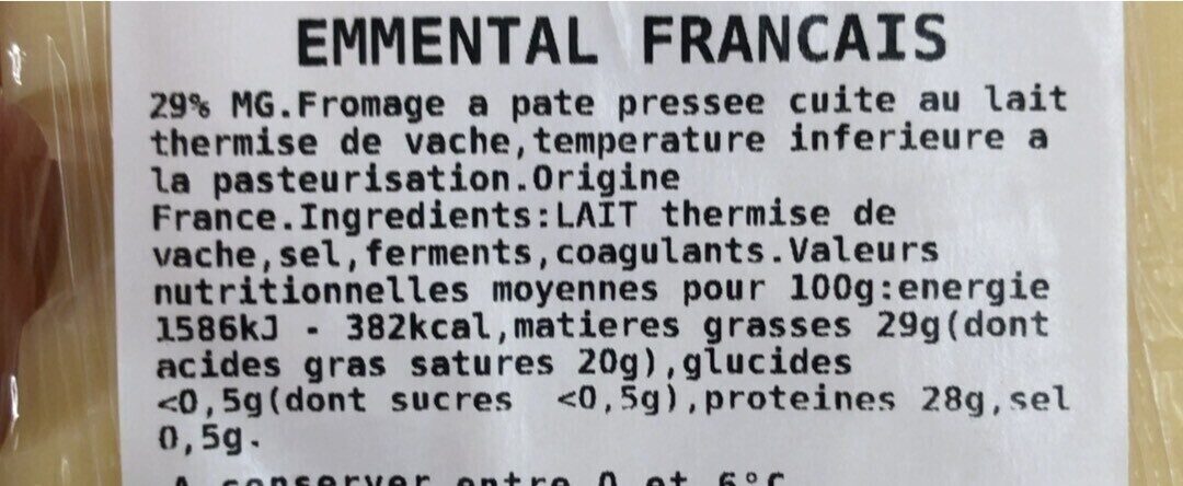 Emmental français - Nutrition facts - fr