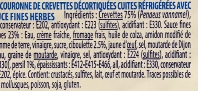 Couronne de Crevettes + Sauce Fines Herbes - Ingrédients