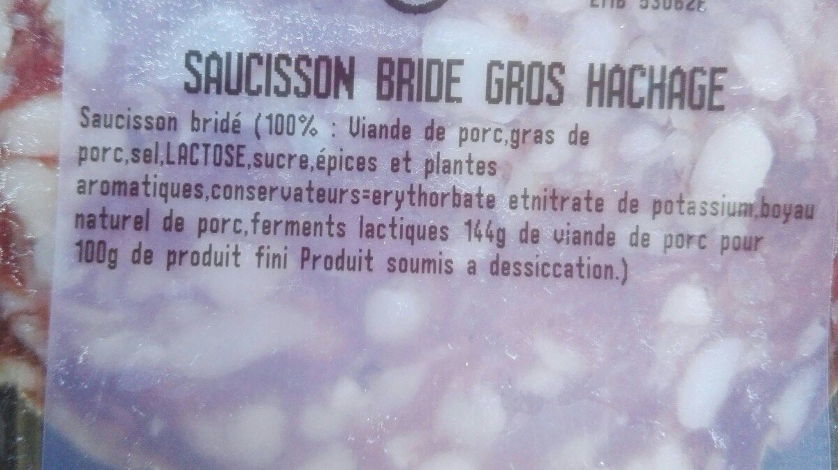 Saucisson Bride Gros Hachage - Ingredients - fr