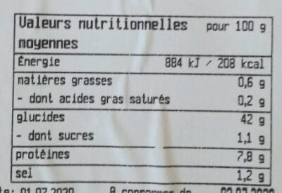 Pâte à pain - Nutrition facts - fr