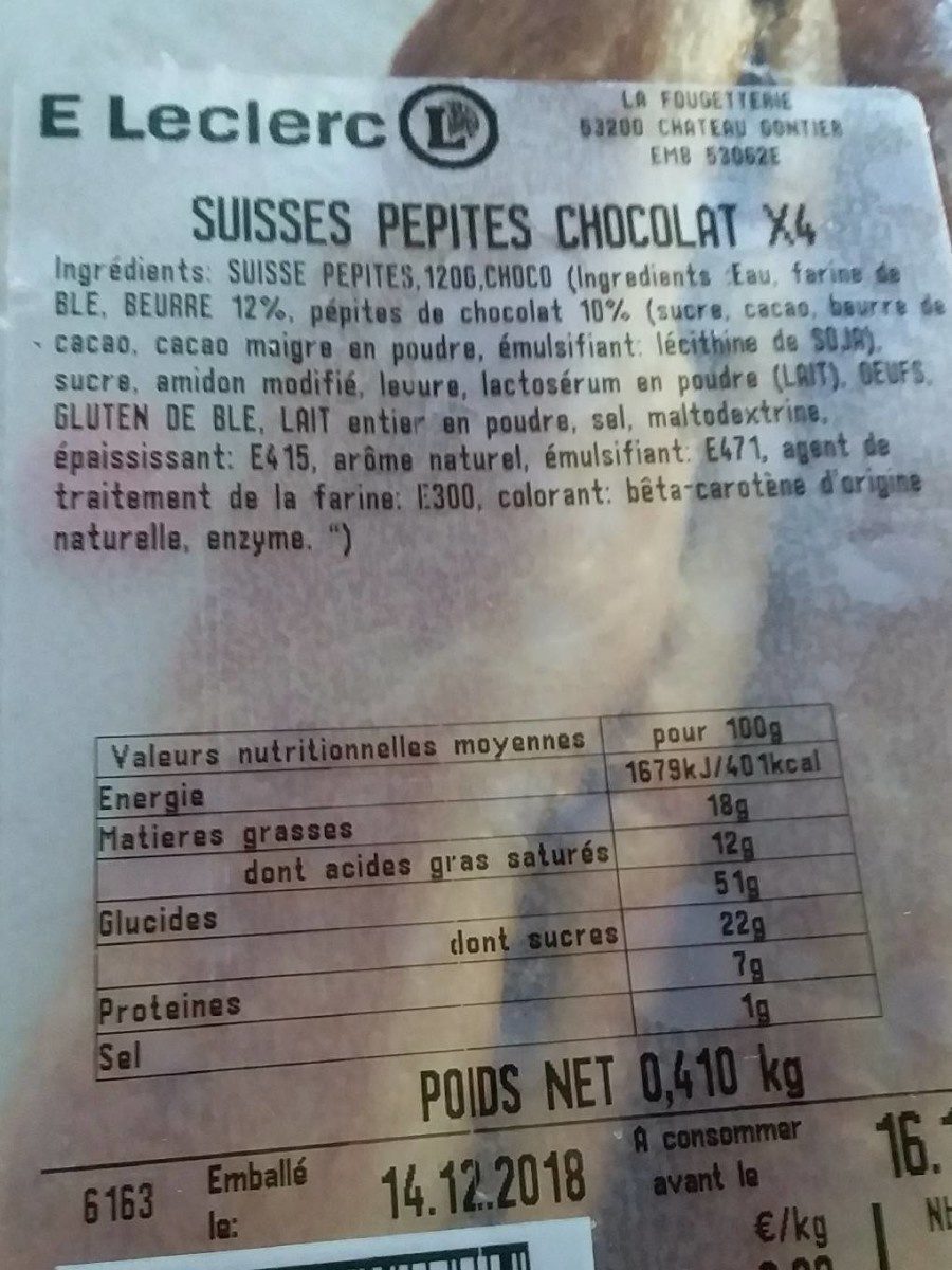 Suisses pépites chocolat x4 - Product - fr