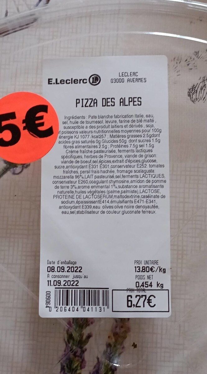 Pizza des Alpes - Produit