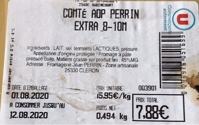 Compté AOP perrin - Tableau nutritionnel