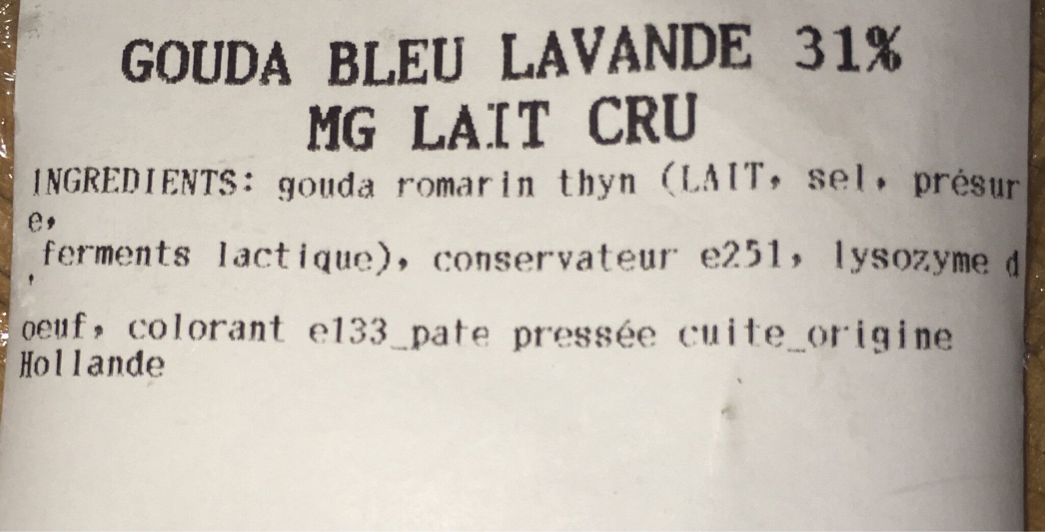 Gouda bleu lavande - Ingredients - fr
