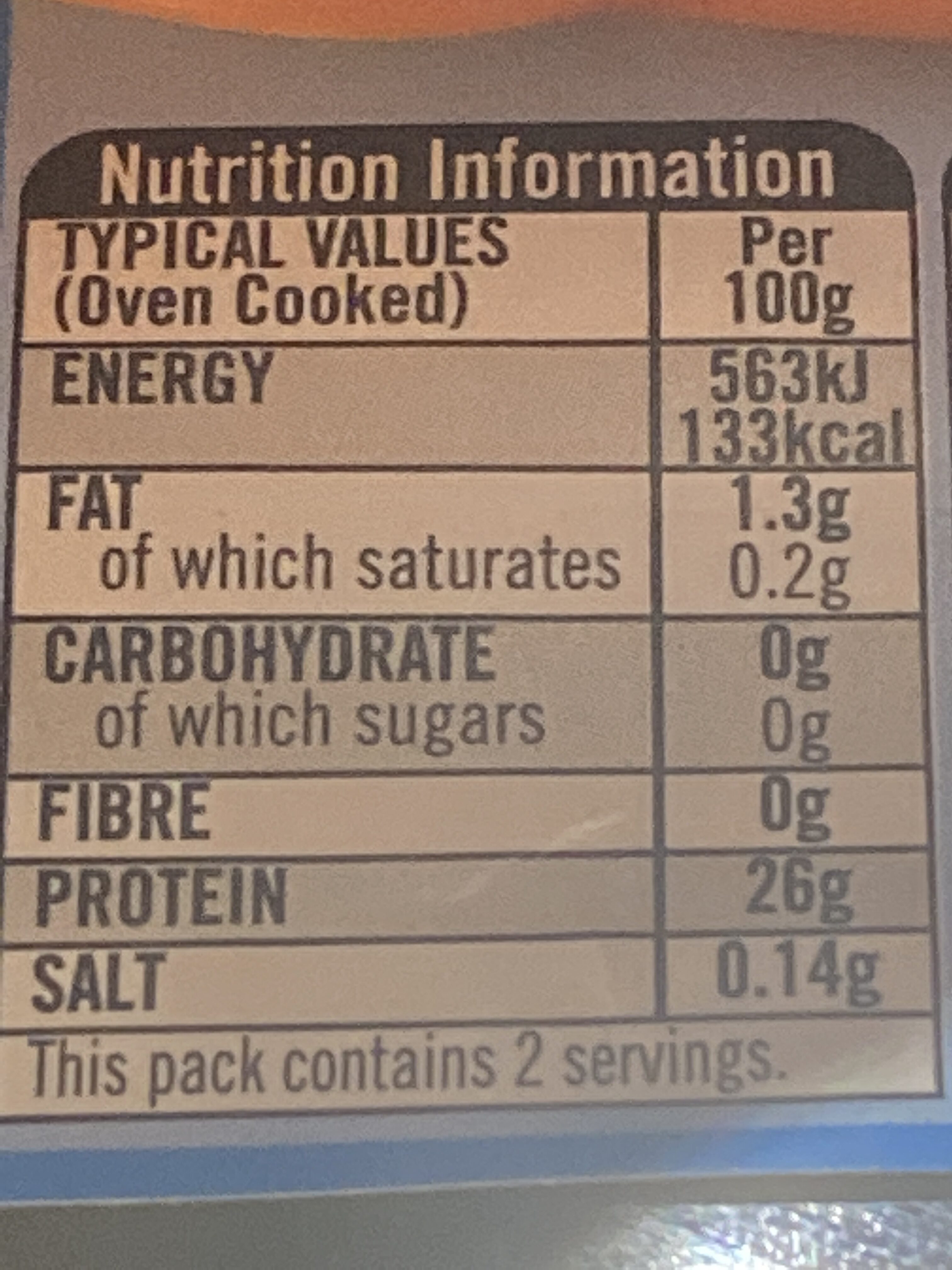 Cod lions - Nutrition facts