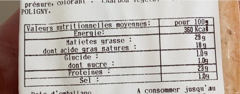Morbier mints et terroirs - Nutrition facts - fr