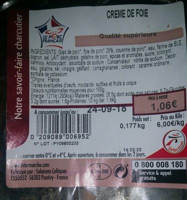 crème de foie - Ingredients - fr