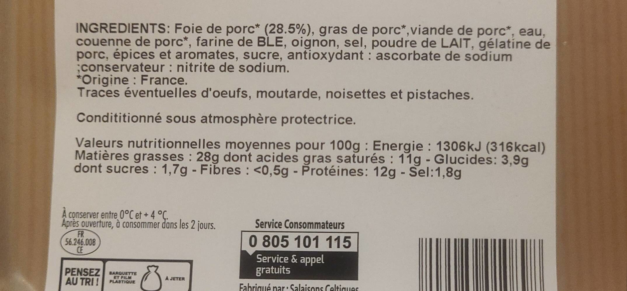 Crème de Foie - Nutrition facts - fr