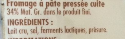 Comté au lait cru - Ingrediënten - fr