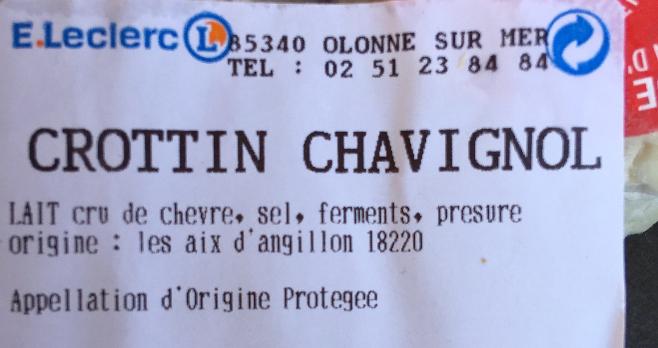 Crottin Chavignol - Ingredients - fr