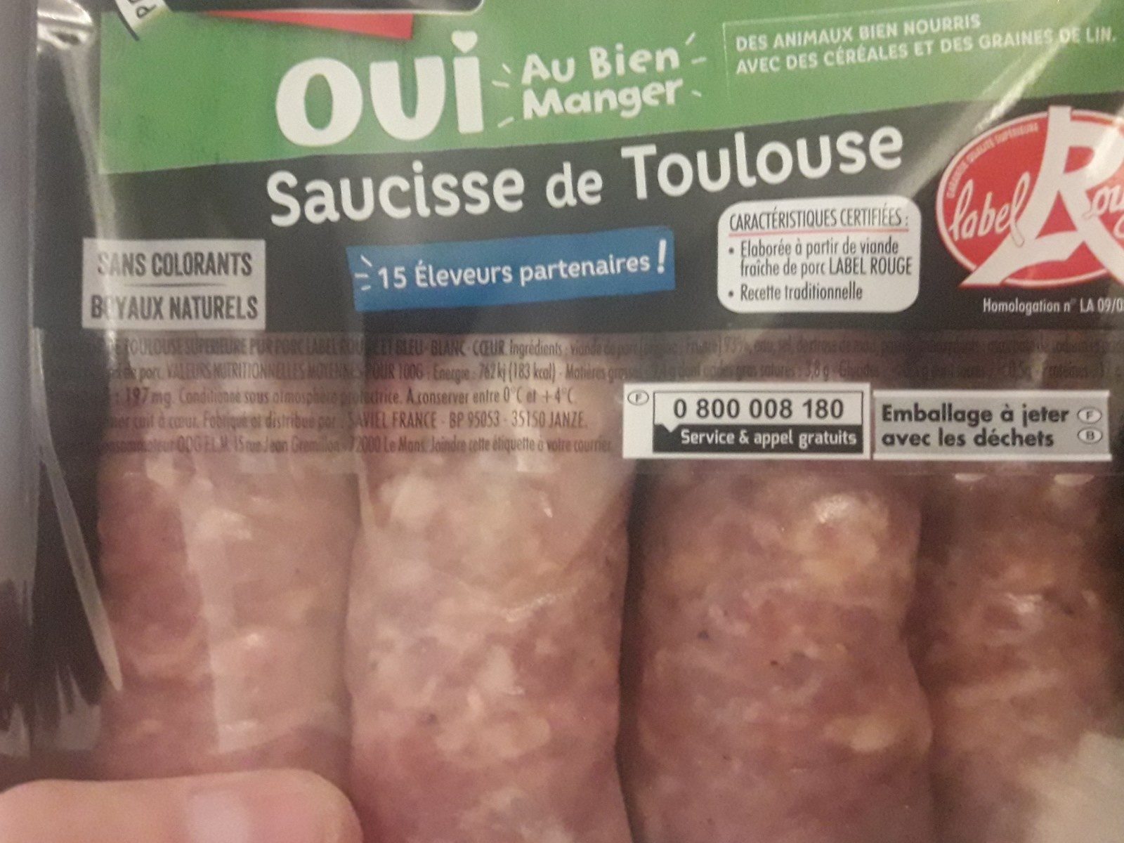 Saucisse de Toulouse - Ingredients - fr